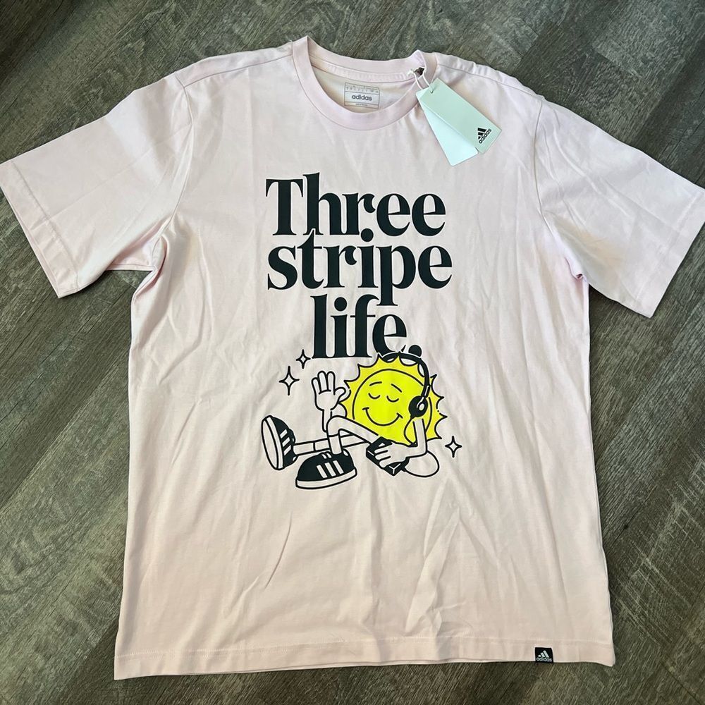 Adidas Three Stripe Life Tee-Size Large
